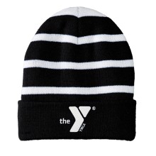 Striped Beanie with Solid Band w/ Embroidered YMCA Logo