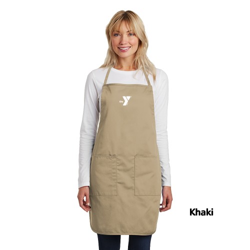 Full Length Apron with Pockets - Screen Printed w/ a YMCA Logo - Screen Printed w/ a YMCA Logo