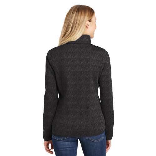 Ladies Heather Sweater Fleece Jacket - Embroidered