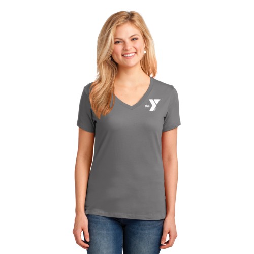 Ladies 5.4-oz 100% Cotton V-Neck T-Shirt - Screen Print