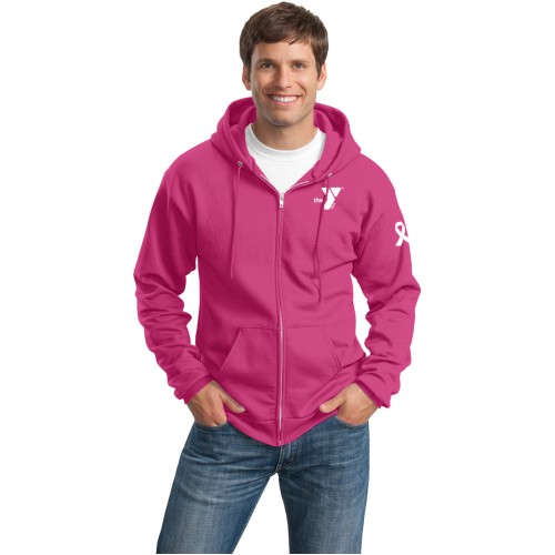 Adult Hooded Full Zip Sweat Shirt- Sleeve Ribbon Print w/ Y Logo Selection