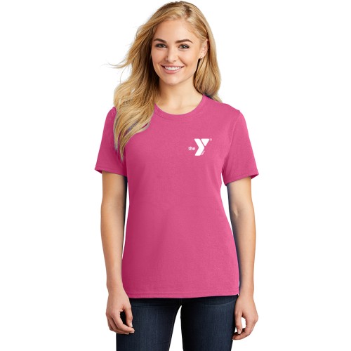 Ladies 100% Cotton Tee - Breast Cancer Awareness w/ Y Logo Selection  
