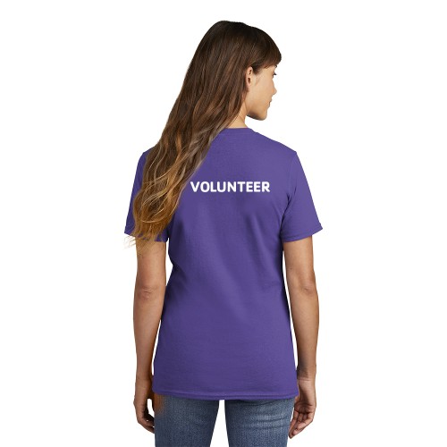 Ladies 100% Cotton Tee - Vertical YMCA Volunteer Logo