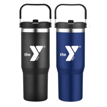 30 oz Vacuum Insulated Tumbler with Flip Top Spout with YMCA Logo
