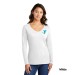 Ladies 5.4oz Long Sleeve V-Neck 100% Cotton Tee  - Screen Printed