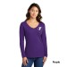 Ladies 5.4oz Long Sleeve V-Neck 100% Cotton Tee  - Screen Printed