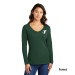 Ladies 5.4oz Long Sleeve V-Neck 100% Cotton Tee  - Screen Printed