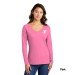 Ladies 5.4oz Long Sleeve V-Neck 100% Cotton Tee  - Screen Printed