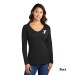 Ladies 5.4oz Long Sleeve V-Neck 100% Cotton Tee  - Screen Printed