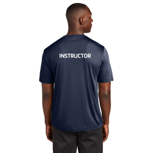 Mens "Out of Water" Swim Instructor Performance Tee 3.8oz Interlock Fabric - YMCA Logo with Back Print