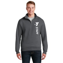 Men's 1/4-Zip Cadet Collar Sweatshirt - Screen Printed w/ Vertical STAFF