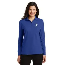 Ladies Silk Touch™ Long Sleeve Polo - EMBROIDERED LOGO
