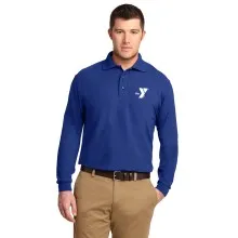 Mens Tall Size Silk Touch™ Long Sleeve Polo  - EMBROIDERED LOGO