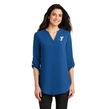Ladies 3/4-Sleeve Tunic Blouse - Embroidered